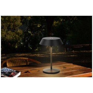 Lampada da tavolo a LED ricaricabile Schönenberger Mandulis nera, luce bianca calda, altezza 23 cm, per decorazioni esterne.