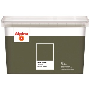 Pittura per interni Alpina Pantone® Bronze Green, 2,5l, pittura murale opaca per interni.