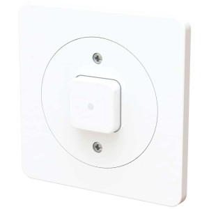 Interrupteur poussoir blanc maxONE S3 avec LED pour boîtes d'encastrement.
