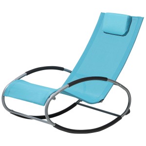 Bain de soleil à bascule de jardin Beliani Campo turquoise avec repose-tête.