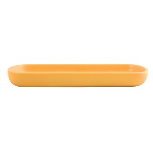 Safrangelbes MSV Tablett Maonie aus Keramik, 25,7 cm, für Bad und Haushalt.