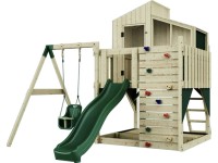 PolarPlay Spielturm Lotta Babyschaukel Kletterwand Rutsche Grün