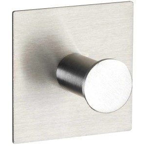 Wenko Gancio a muro Accadia, acciaio inox opaco, base quadrata, gancio cilindrico.