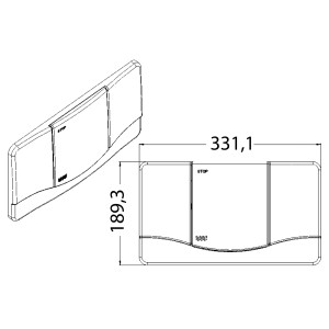 Placca di comando Sanitop-Wingenroth SW 1'000, bianca, con funzione stop e dimensioni.