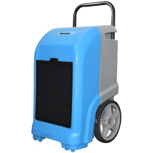 Déshumidificateur Sonnenkönig Secco Forte 750, déshumidificateur bleu avec roulettes et poignée.