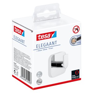 Verpackung des Tesa Handtuchhakens Elegaant Chrom, ein Handtuchhalter zur Wandmontage ohne Bohren.