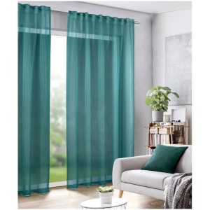 Tenda a passanti Sylvia verde abete, 245x135 cm, con nastro per tende per finestre.