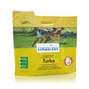 Engrais gazon Schweizer Certoplant Royal Turbo, sac de 7,5 kg pour une croissance rapide.