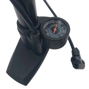 DANSI Stand-Luftpumpe mit Manometer (8 Bar) für Fahrräder, Detailaufnahme.
