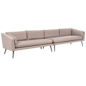 Divano da giardino Beliani Loretello in alluminio beige, largo 320 cm, per aree lounge.