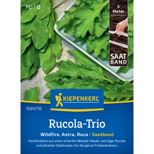 Kiepenkerl Rucola-Trio : Ruban de graines Wildfire, Astra, Ruca avec feuilles de roquette fraîches.