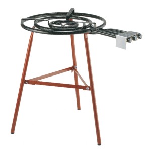 Supporto a treppiede Garcima per bruciatore (Ø 70 cm) in acciaio, marrone rossiccio, per la preparazione della paella.