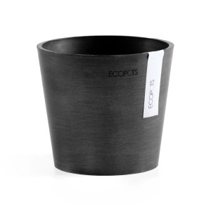 Pot de fleurs Ecopots Amsterdam Mini, gris foncé, 13 cm. Idéal pour l'intérieur et l'extérieur.