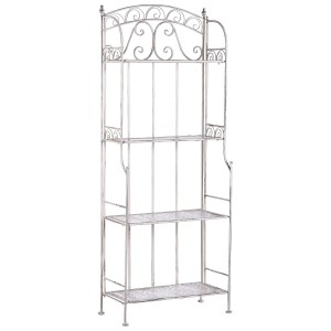 Scaffale da giardino Beliani Padua bianco in metallo con 4 ripiani, pieghevole e dal design nostalgico.