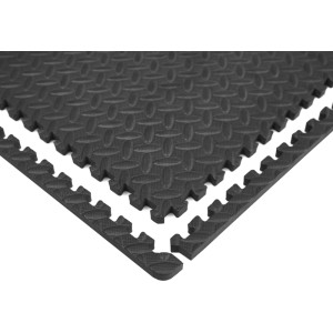 Tapis multifonctionnel noir Andiamo (lot de 6) avec bords, 40x40 cm. Idéal comme dalle de moquette.
