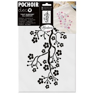 Aladine Stencil Fiori di Ciliegio, 20x30 cm, per decorazioni creative e progetti di stencil.