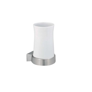 Portaspazzolino bianco Spirella Malibu in porcellana con supporto.