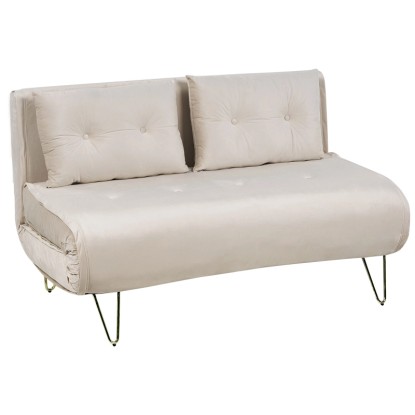 Canapé-lit Vestfold 2 places Housse velours Beige