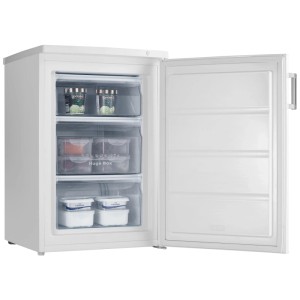 Congelatore Severin GS 8865 bianco aperto con tre cassetti trasparenti.