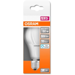 Osram E27 LED-Lampe in Glühlampenform, 8,5W, 806 Lumen, tageslichtweiß.