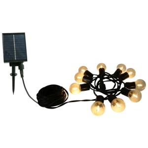 Guirlande solaire G40 Schönenberger noire avec ampoules blanc chaud et panneau solaire.