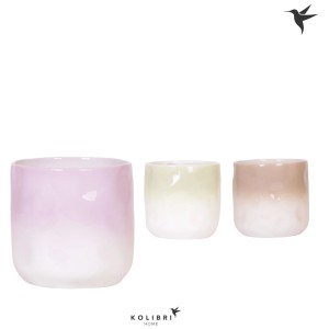 Pots Kolibri Home, Gradience Mix, 12 cm, en rose, vert et marron.