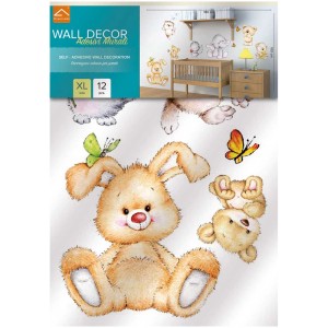 Wandsticker "Cute Animals" XL: Tier-Wandtattoo mit Hasen, Bären und Schmetterlingen für Kinderzimmer.