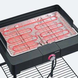 Severin PG 8566 grill sur pied avec grille, 2300 W, grill électrique pour intérieur et extérieur.