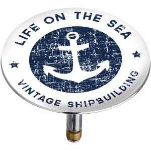 Wenko Bonde de baignoire Anchor avec motif ancre et design marin.