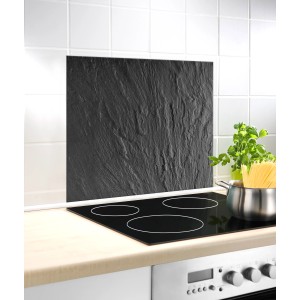 Crédence en verre Wenko ardoise 60x50 cm comme protection contre les éclaboussures derrière la cuisinière.
