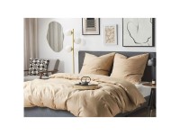 Beliani Bettwäsche-Set Avondale Baumwollsatin Beige 155 x 220 cm