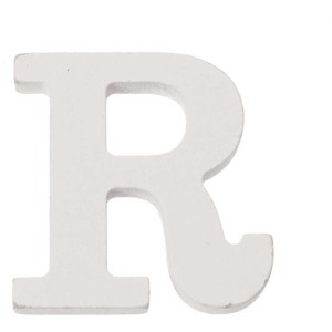 Lettera R bianca in MDF, altezza 5,5 cm, per bricolage e decorazioni.