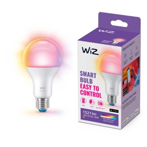 Lampadina LED WiZ A67 E27 RGB 100W, luce smart colorata con confezione.