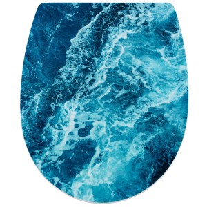 Abattant WC Diaqua Arles Ocean avec fermeture amortie, polypropylène, motif océan bleu.