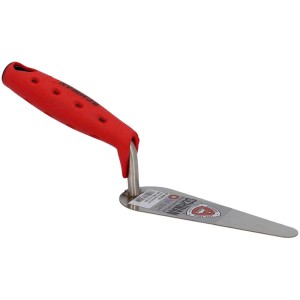 Spatola a lingua di gatto con manico soft rosso, lama 140 mm, per lavori di muratura e piastrellatura.