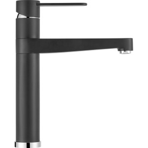 Mitigeur de cuisine noir baliv KI-1210, robinet à levier unique avec bec haut pivotant.