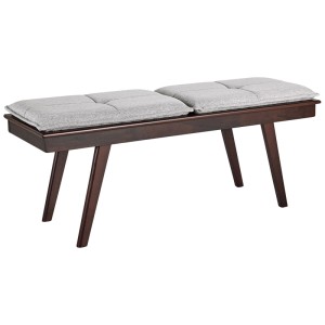 Banc Beliani Exton, tissu marron foncé/gris, tabouret avec deux coussins, 44x116x37 cm.