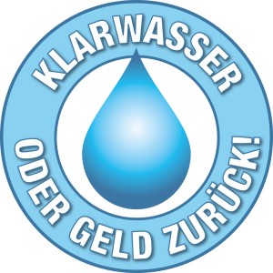 Simbolo di garanzia acqua limpida o rimborso per set filtro Heissner.