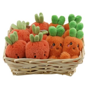 Cesto di portachiavi a forma di carota di peluche, arancioni, 8x6,5 cm, tema pasquale.