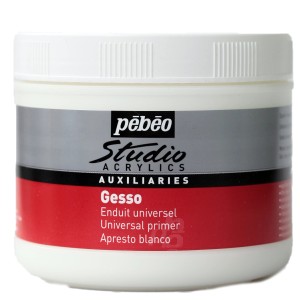 Pébéo Studio Acrylics Gesso Blanc, 500 ml, primaire opaque pour matériel d'art.