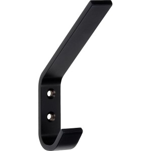 Appendiabiti Siro in metallo nero opaco, interasse 16 mm, per guardaroba.