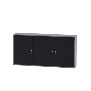 Armadio pensile Küpper a 3 ante, nero-grigio chiaro, con 4 ripiani, ideale per attrezzi.
