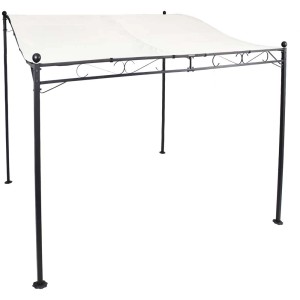 Gazebo addossato color crema con struttura in acciaio, 2,5x3x2,5 m. Ideale per giardino e terrazza.