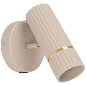 Applique murale beige Caminia d'Eglo avec détail en laiton brossé. Lampe murale moderne pour intérieur.