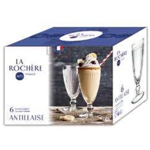 Set di coppe gelato La Rochere Antillaise, 6 bicchieri a coste nella scatola.