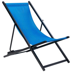 Lettino prendisole pieghevole blu Beliani Locri II con struttura in alluminio per giardino e balcone.