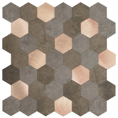 D-c-fix Carrelage mural Metal & Stone Hexagons Cuivre Marron 28,8 x 29 cm