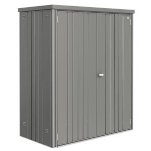 Abri de jardin métallique Biohort, gris quartz métallisé, 1,3 m², avec double porte. Idéal pour le rangement dans le jardin.