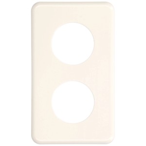 Placca di copertura bianca Hager Basico con due fori per scatole di derivazione, 86x146 mm.