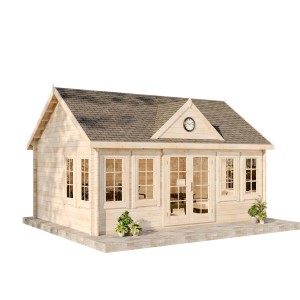 Casetta da giardino Alpholz Clockhouse-XL non trattata con tetto a due falde, 570x420 cm. Casette da giardino in legno con molte finestre.